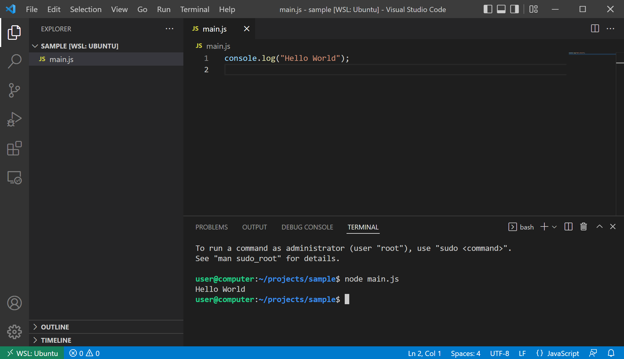 Hello Worldを実行