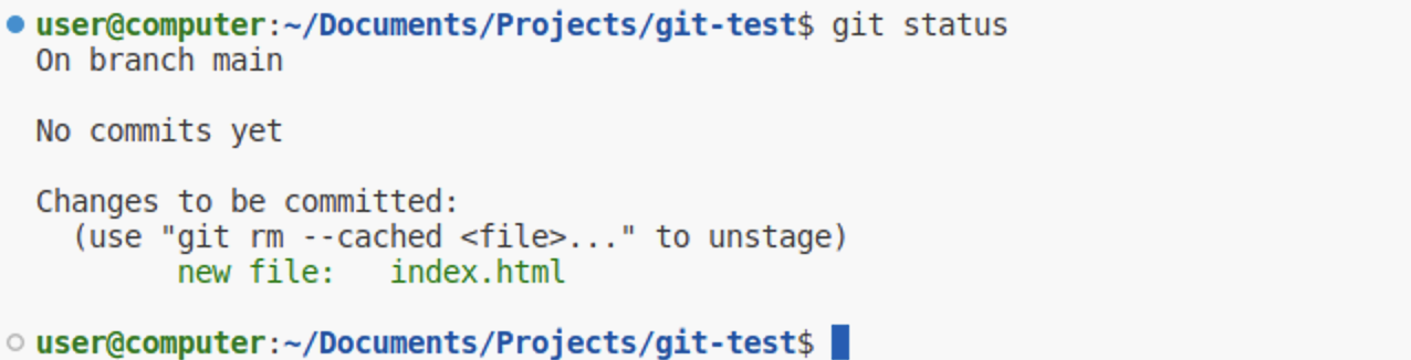 ステージされた後の状態